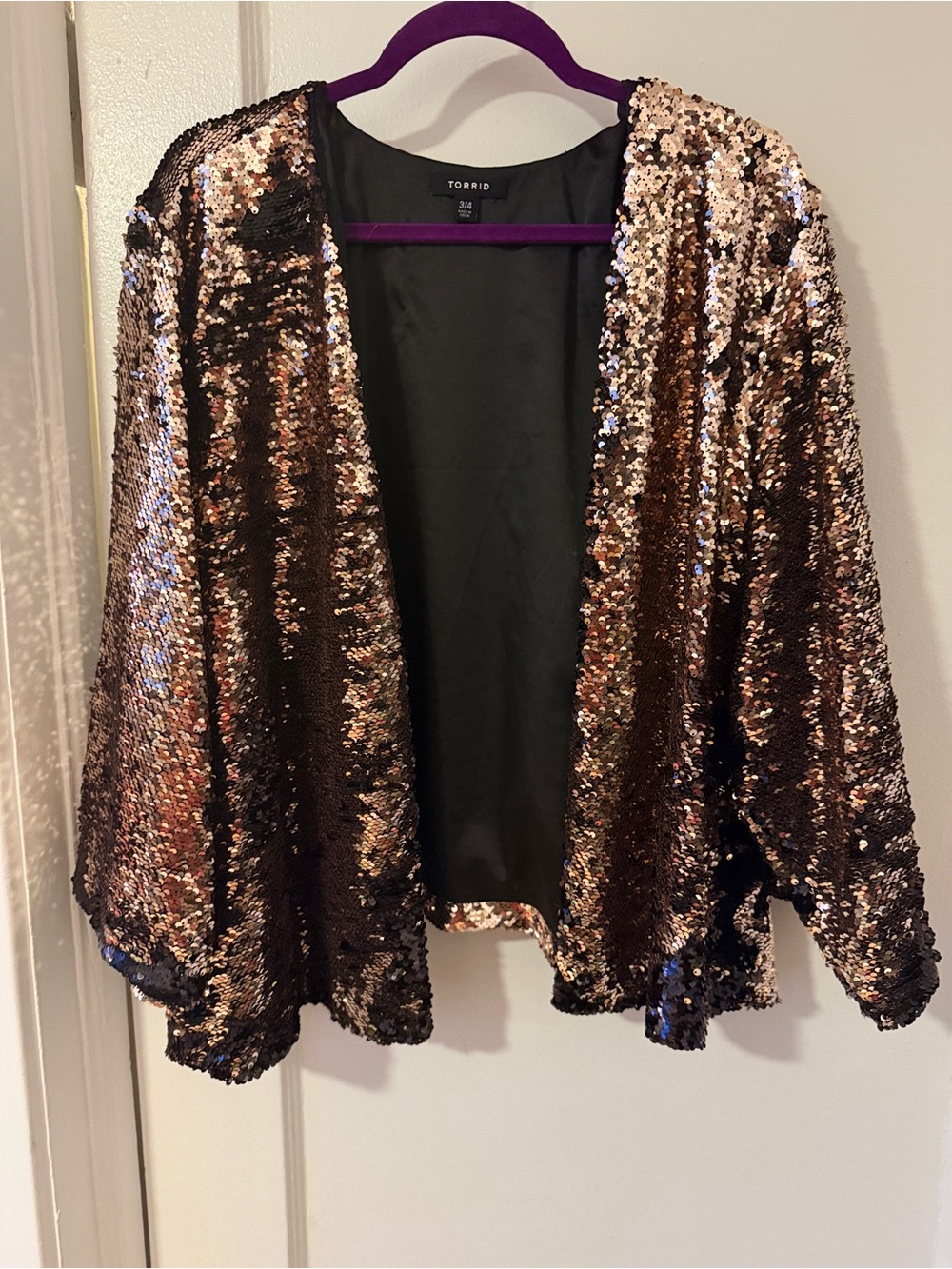 Torrid - Color Changing Sequin Open Jacket/Shawl Size 3/4